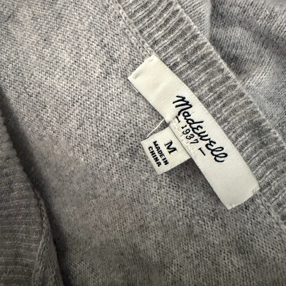 MADEWELL Crewneck Colorblock Gray Textured Waffle Knit Sweater Sz M - Picture 4 of 4